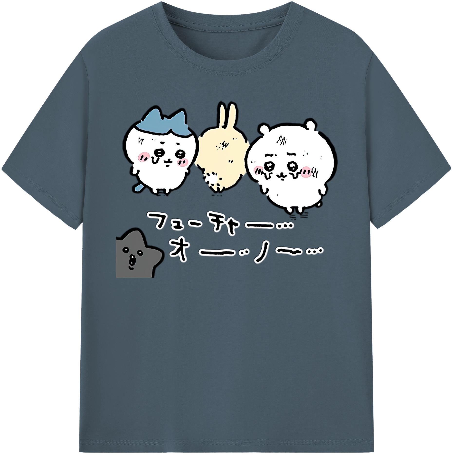 （画像用） ちいかわ ハチワレ Chii-kawa hachiware 綿100％半袖Tシャツ（フロントプリント）